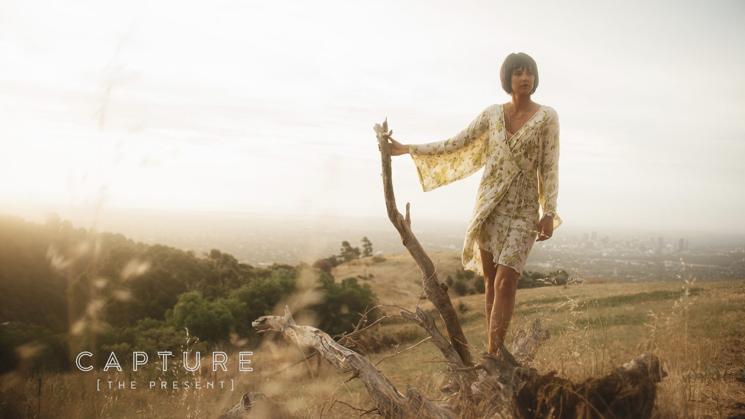 Natural light sunset portrait of Adelaide model in Mt Osmond
